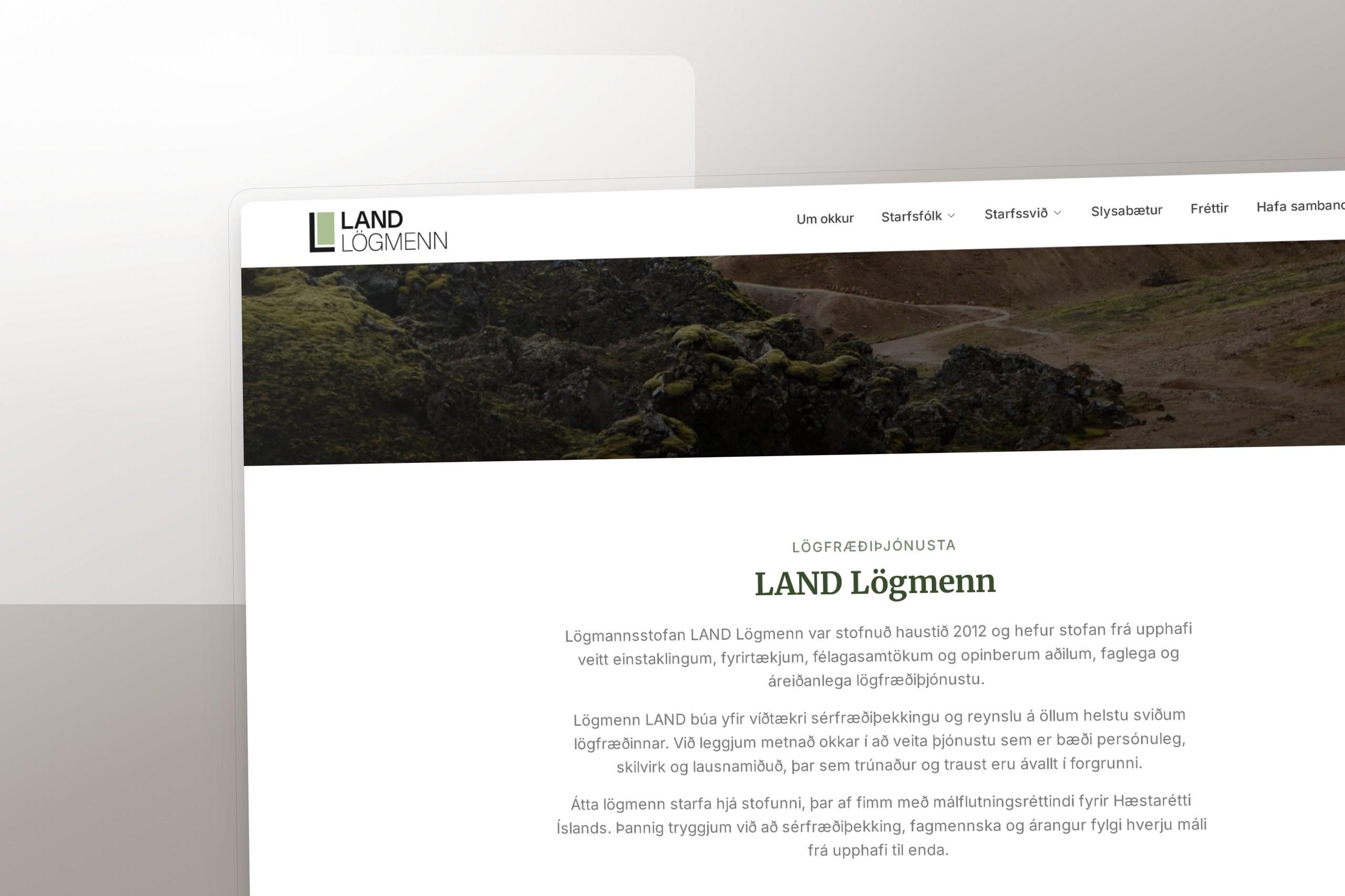 Vefsíðuverkefni fyrir LAND Lögmenn