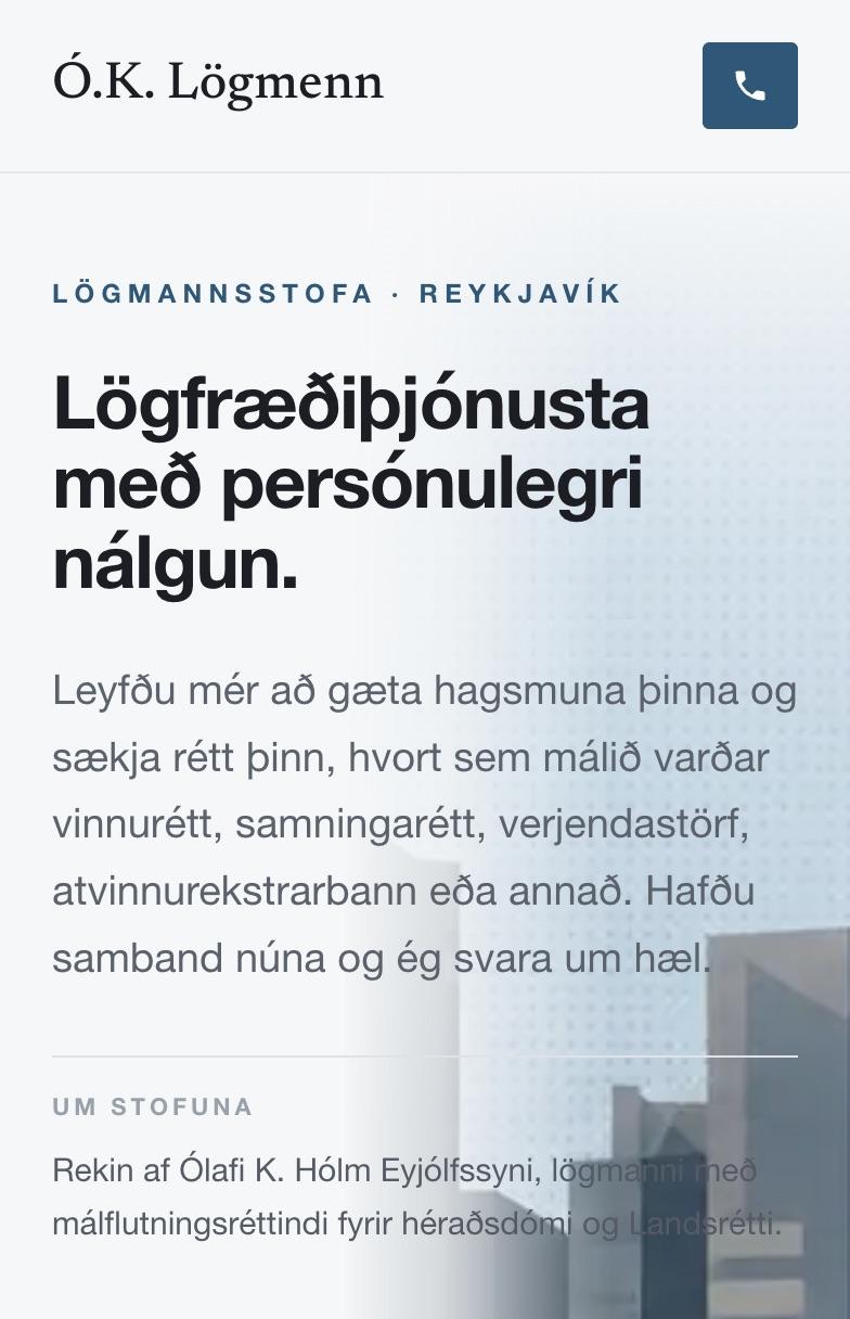 Forsíða Ó.K. Lögmenn verkefnis